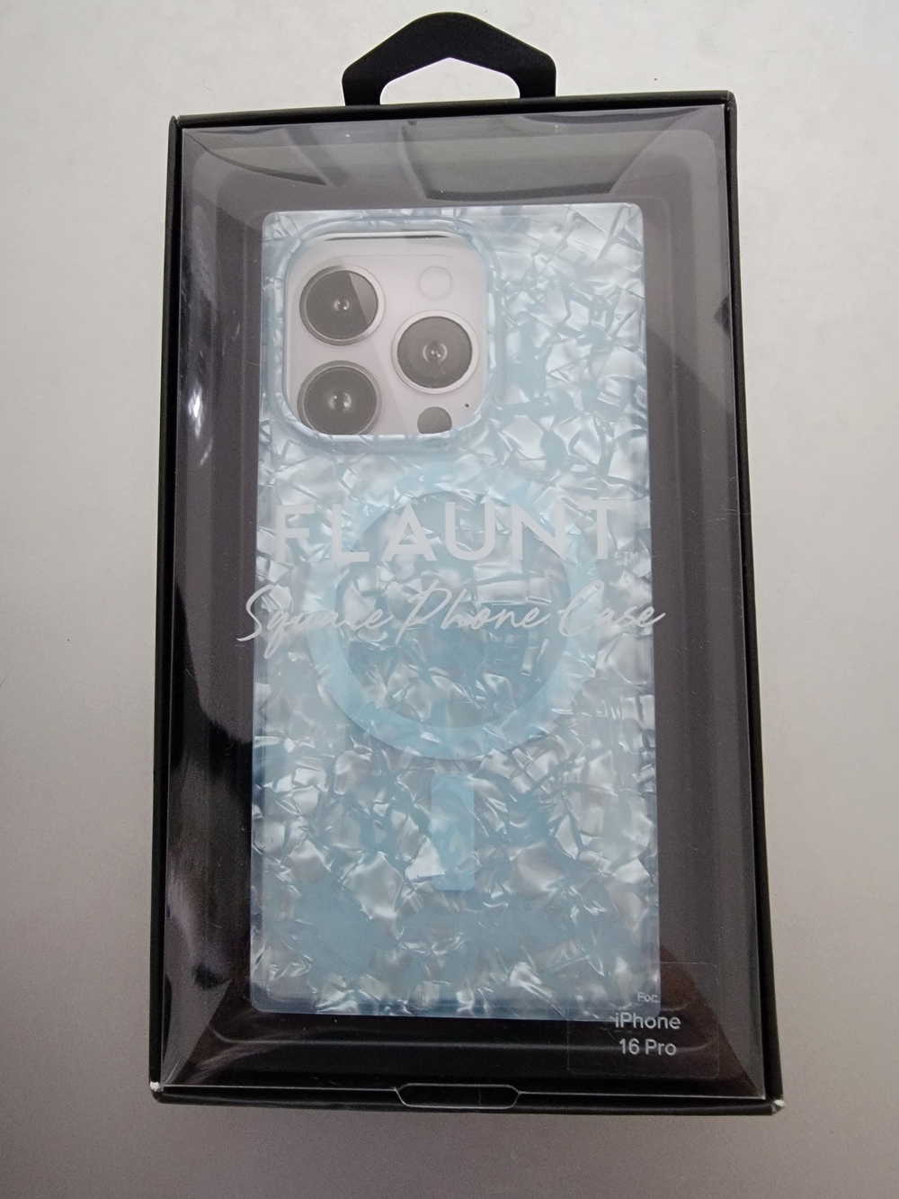 FLAUNT SQUARE iPhone 16 Pro Case with MagSafe - Icy Blue Pearl